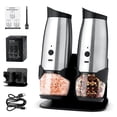 thumbnail image 1 of YEERSWAG Electric Salt and Pepper Grinder Set 2 Pack, Rechargeable Automatic Pepper Mill with Charging Base & LED Light, 6 Adjustable Coarseness, Stainless Steel One-Handed Operation – Black, 1 of 10