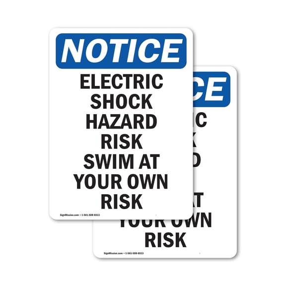 (2 Pack) Electric Shock Hazard Risk Swim OSHA Notice Sign 5 Inch X 3.5 Inch Vinyl Label Decal Sticker Weather Resistant, UV Protected for Workplace, Business, and Construction Site,