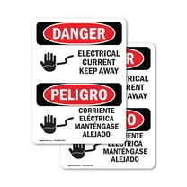 (2 Pack) Electrical Current Keep Away Bilingual OSHA Danger Sign