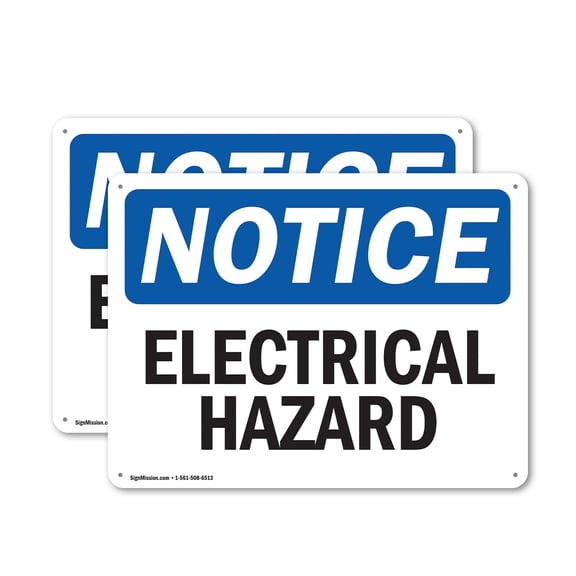 (2 Pack) Electrical Hazard OSHA Notice Sign 14 Inch X 10 Inch Plastic Sign, Weather Resistant, UV Protected for Workplace, Business, and Construction Site, Made in the USA