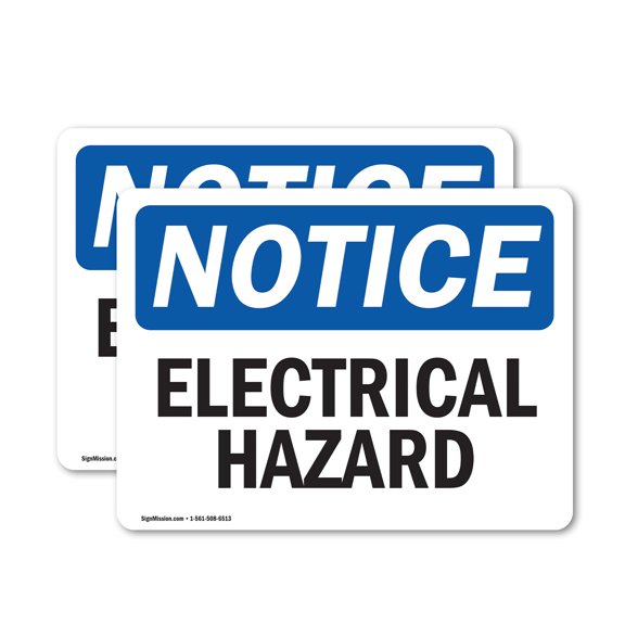 (2 Pack) Electrical Hazard OSHA Notice Sign 5 Inch X 3.5 Inch Vinyl Label Decal Sticker Weather Resistant, UV Protected for Workplace, Business, and Construction Site, Made in the USA