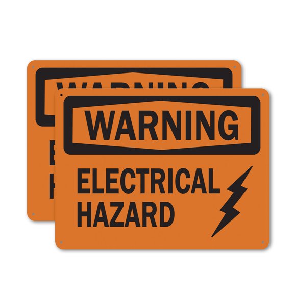 (2 Pack) Electrical Hazard OSHA Warning Sign 24 Inch X 18 Inch Plastic Sign, Weather Resistant, UV Protected for Workplace, Business, and Construction Site, Made in the USA