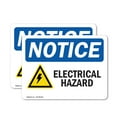 thumbnail image 1 of (2 Pack) Electrical Hazard Sign With Symbol OSHA Notice Sign 5 Inch X 3.5 Inch Vinyl Label Decal Sticker Weather Resistant, UV Protected for Workplace, Business, and Construction Site,, 1 of 7