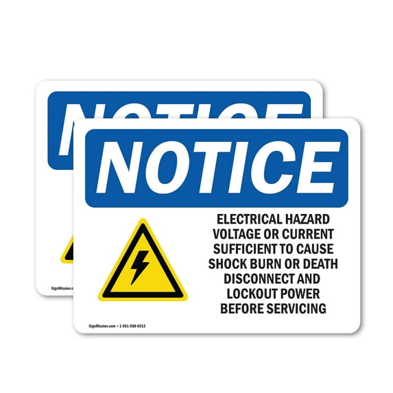 (2 Pack) Electrical Hazard Voltage Or Sign