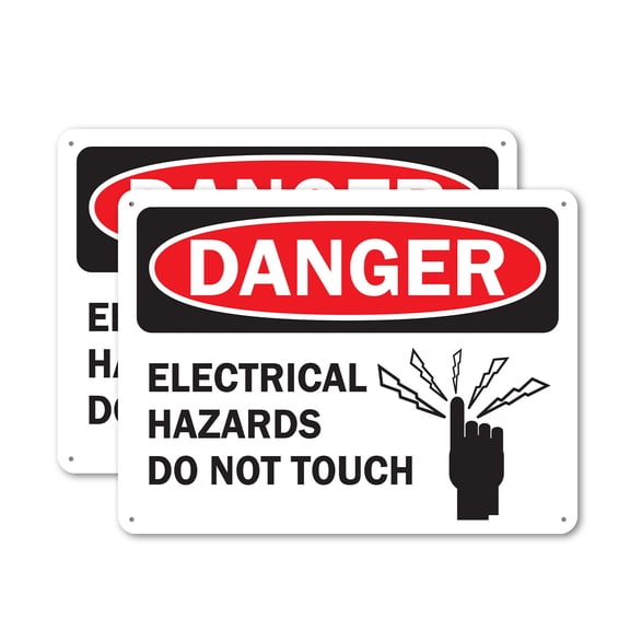(2 Pack) Electrical Hazards Do Not Touch OSHA Danger Sign 24 Inch X 18 Inch Plastic Sign, Weather Resistant, UV Protected for Workplace, Business, and Construction Site, Made in the USA