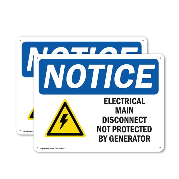 (2 Pack) Electrical Main Disconnect Not OSHA Notice Sign 24 Inch X 18 Inch Indoor / Outdoor Rust-Free Aluminum Metal Signs for Workplace, Workshop, and Construction Site, Made in the USA