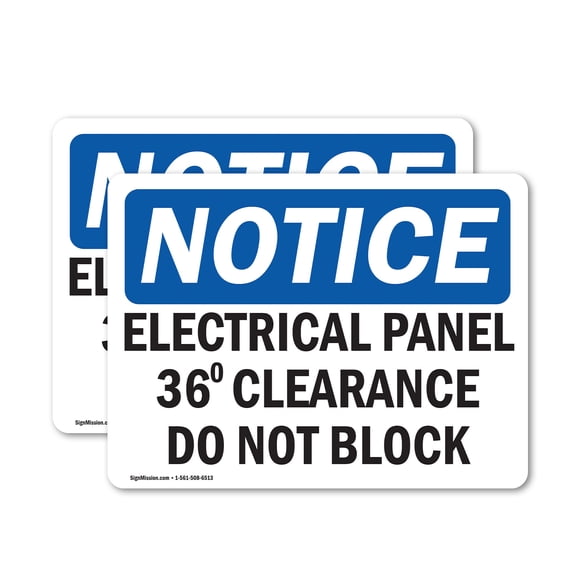 (2 Pack) Electrical Panel 36 Clearance Do Not Block OSHA Notice Sign 7 Inch X 5 Inch Vinyl Label Decal Sticker Weather Resistant, UV Protected for Workplace, Business, and Construction