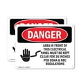 thumbnail image 1 of (2 Pack) Electrical Panel Keep Clear OSHA Danger Sign 14 Inch X 10 Inch Indoor / Outdoor Rust-Free Aluminum Metal Signs for Workplace, Workshop, and Construction Site, Made in the USA, 1 of 8