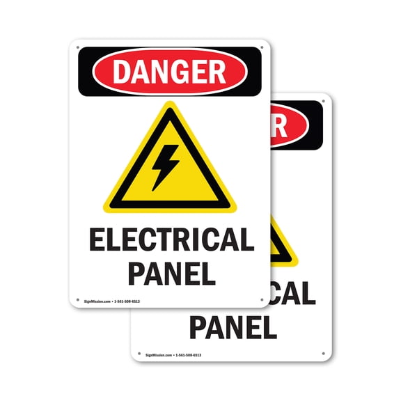 (2 Pack) Electrical Panel OSHA Danger Sign 10 Inch X 14 Inch Plastic Sign, Weather Resistant, UV Protected for Workplace, Business, and Construction Site, Made in the USA