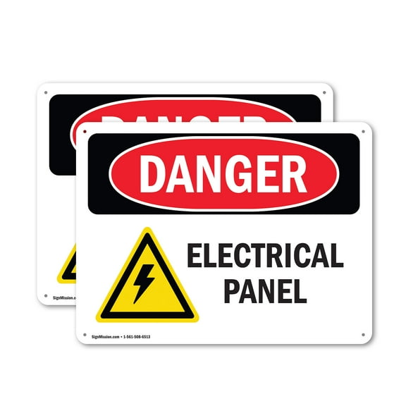 (2 Pack) Electrical Panel OSHA Danger Sign 14 Inch X 10 Inch Plastic Sign, Weather Resistant, UV Protected for Workplace, Business, and Construction Site, Made in the USA
