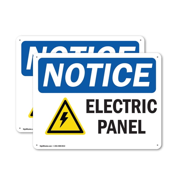(2 Pack) Electrical Panel OSHA Notice Sign 14 Inch X 10 Inch Plastic Sign, Weather Resistant, UV Protected for Workplace, Business, and Construction Site, Made in the USA