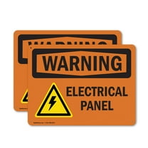(2 Pack) Electrical Panel With Symbol OSHA Warning Sign 10 Inch X 7 Inch Plastic Sign, Weather Resistant, UV Protected for Workplace, Business, and Construction Site, Made in the USA