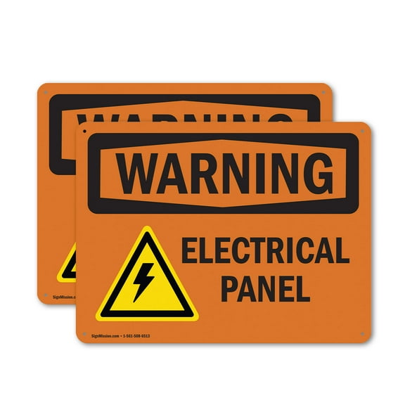 (2 Pack) Electrical Panel With Symbol OSHA Warning Sign 18 Inch X 12 Inch Indoor / Outdoor Rust-Free Aluminum Metal Signs for Workplace, Workshop, and Construction Site, Made in the USA
