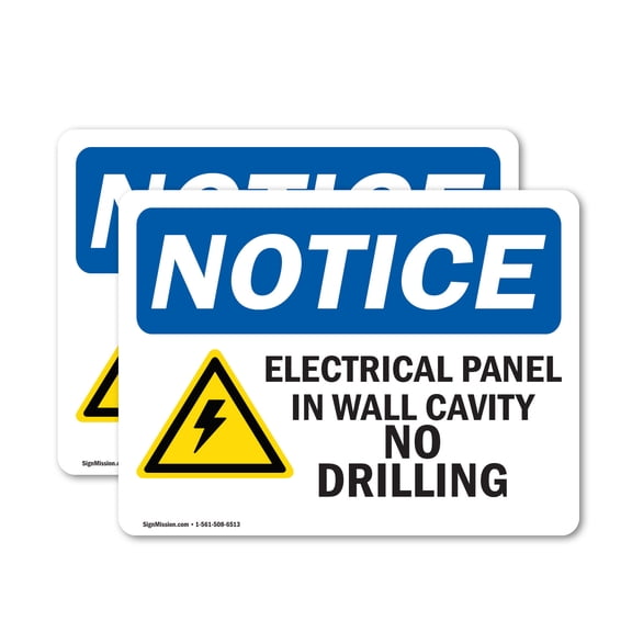 (2 Pack) Electrical Panel In Wall Cavity OSHA Notice Sign 18 Inch X 12 Inch Plastic Sign, Weather Resistant, UV Protected for Workplace, Business, and Construction Site, Made in the USA