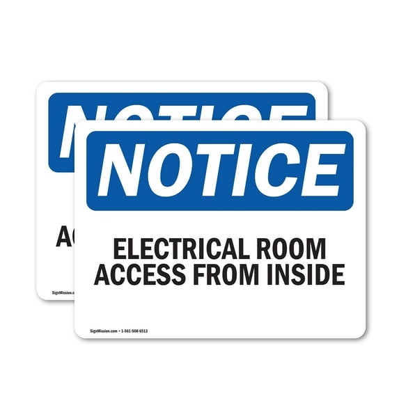 (2 Pack) Electrical Room Access From Inside OSHA Notice Sign 18 Inch X 12 Inch Vinyl Label Decal Sticker Weather Resistant, UV Protected for Workplace, Business, and Construction Site,
