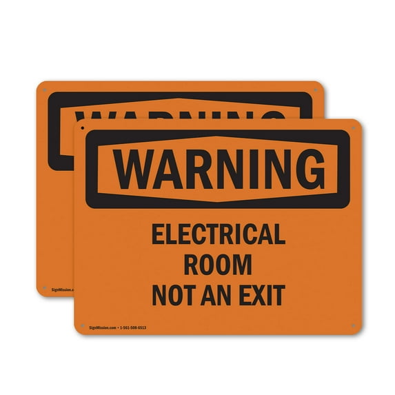 (2 Pack) Electrical Room Not An Exit OSHA Warning Sign 24 Inch X 18 Inch Indoor / Outdoor Rust-Free Aluminum Metal Signs for Workplace, Workshop, and Construction Site, Made in the USA