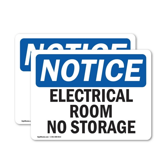(2 Pack) Electrical Room No Storage OSHA Notice Sign 5 Inch X 3.5 Inch Vinyl Label Decal Sticker Weather Resistant, UV Protected for Workplace, Business, and Construction Site, Made in