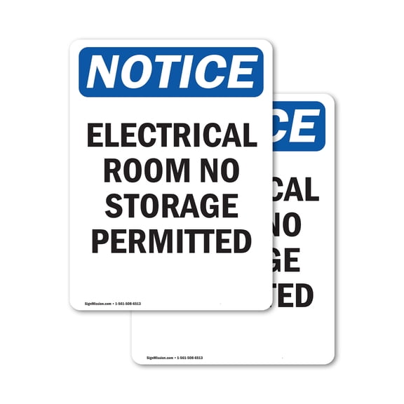 (2 Pack) Electrical Room No Storage OSHA Notice Sign 5 Inch X 3.5 Inch Vinyl Label Decal Sticker Weather Resistant, UV Protected for Workplace, Business, and Construction Site, Made in