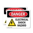 thumbnail image 1 of (2 Pack) Electrical Shock Hazard OSHA Danger Sign 18 Inch X 12 Inch Indoor / Outdoor Rust-Free Aluminum Metal Signs for Workplace, Workshop, and Construction Site, Made in the USA, 1 of 8