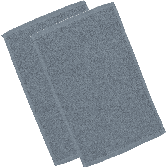 2-Pack Elegani Lightweight 100% Cotton Loop Terry Sports Face Towel - Ideal for Gym, Yoga - 11" x 18" (Silver Gray)