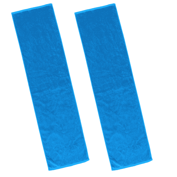2-Pack Elegani Premium 100% Cotton Terry Velour Fitness Towels - Aqua Blue, 12" x 44" for Yoga, Pilates, and Gym
