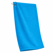 2-Pack Elegani Premium Cotton Terry Velour Golf Towel - Aqua Blue, 16" x 26" with Corner Hook & Grommet