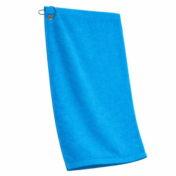 2-Pack Elegani Premium Cotton Terry Velour Golf Towel - Aqua Blue, 16" x 26" with Corner Hook & Grommet