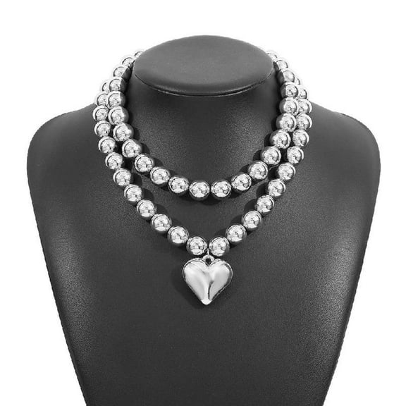 2 Pack Elegant Heart Pendant Necklace Exquisites Heart Necklace Long Lasting Bead Necklace Suitable for Various Occasion