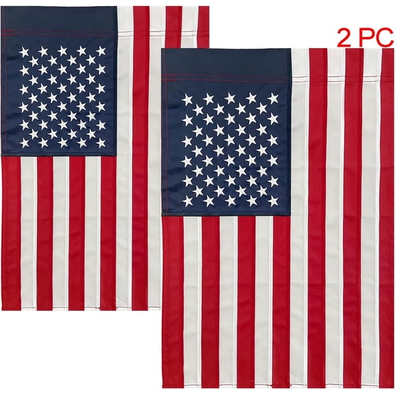 2 Pack Embroidered American Garden Flag 12x18 inch, Small American USA Garden Flag for Outside Yard Heavy Duty