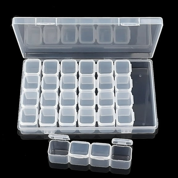 2 Pack Embroidery Floss Organizer Box | 28 Grid Thread Storage Container for Cross Stitch Supplies | Plastic Craft Box with Compartments for Needlework and Sewing Accessories at Home