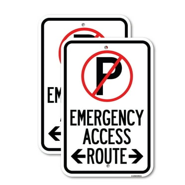 (2 Pack) Emergency Access Route (With Bidirectional Arrow) | 18" X 24" Heavy-Gauge Aluminum Sign | Rust Free Aluminum, Weather Resistant, Waterproof, Fade Resistant, 2 Pre-drilled Holes