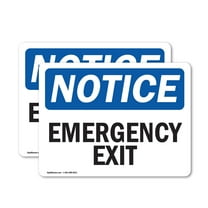 (2 Pack) Emergency Exit OSHA Notice Sign 24 Inch X 18 Inch Vinyl Label Decal Sticker Weather Resistant, UV Protected for Workplace, Business, and Construction Site, Made in the USA