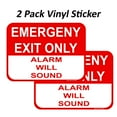 thumbnail image 1 of 2 Pack Emergency Exit Only Stickers for Shopping Malls, Office, Restaurant, Bank, Weatherproof, Water Resistant, Indoor and Outdoor, Easy Peel and Stick, Highly Reflective Vinyl Decal (5x10 inches), 1 of 1