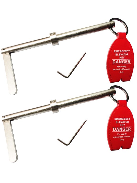 2 Pack Emergency Key Elevator Door Key for Door Elevator Firefighter Tools Universal Drop Key with Large Tag Ring