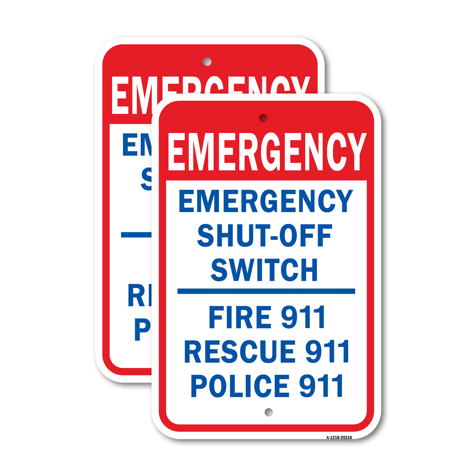 (2 Pack) Emergency Shutoff Switch Fire 911 Rescue 911 Poli 12" X 18