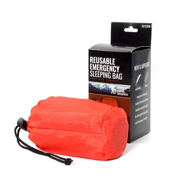 (2 Pack) Emergency Sleeping Bag w/ Drawstring Carrying Bag, Orange Blanket Kit