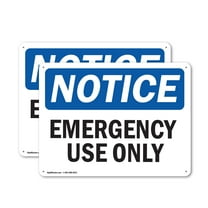 (2 Pack) Emergency Use Only OSHA Notice Sign 18 Inch X 12 Inch Indoor / Outdoor Rust-Free Aluminum Metal Signs for Workplace, Workshop, and Construction Site, Made in the USA