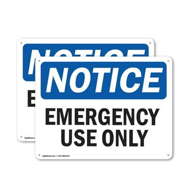 (2 Pack) Emergency Use Only OSHA Notice Sign 18 Inch X 12 Inch Indoor / Outdoor Rust-Free Aluminum Metal Signs for Workplace, Workshop, and Construction Site, Made in the USA