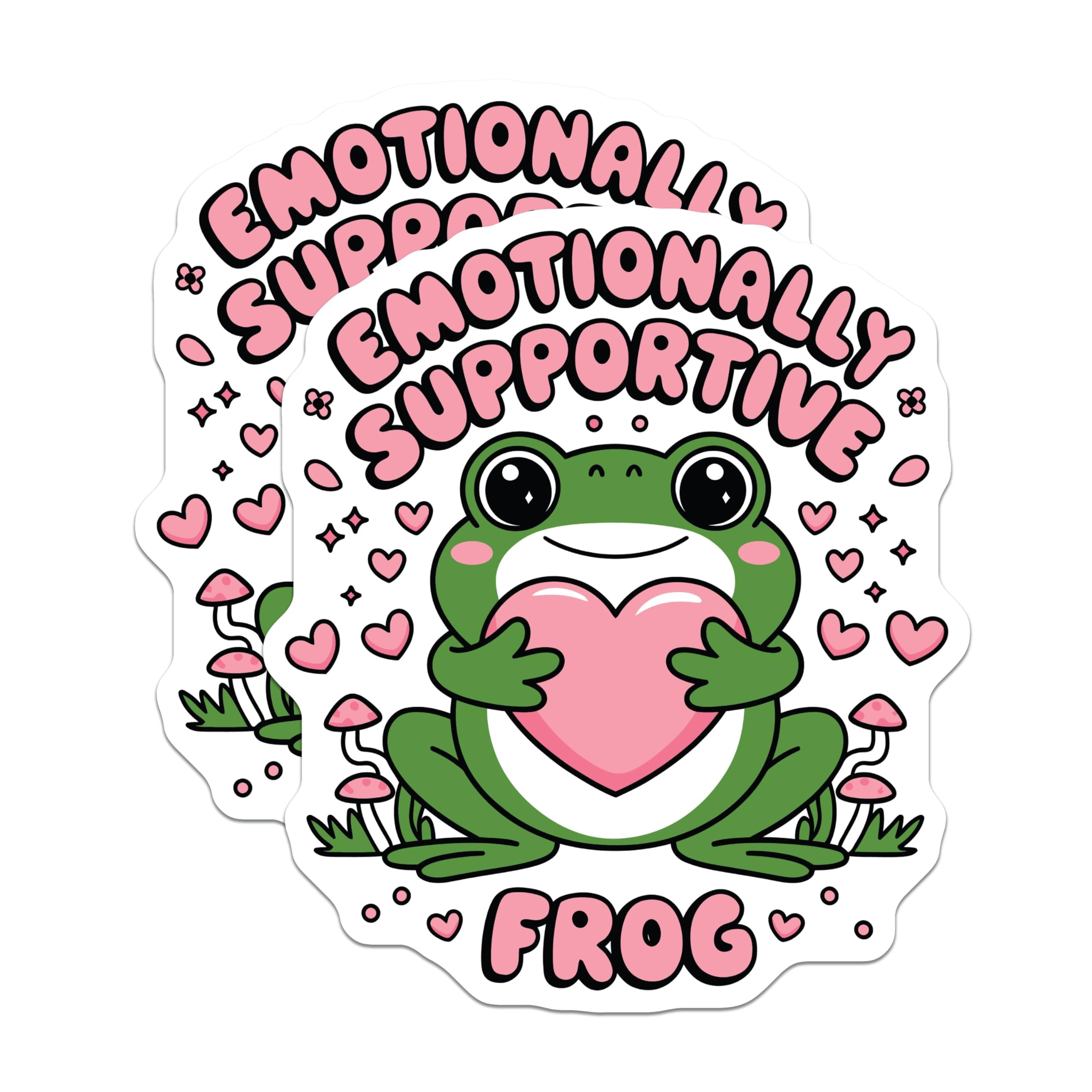 (2 Pack) Emotional Support Frog Stickers - Cute Frog - Funny Stickers ...
