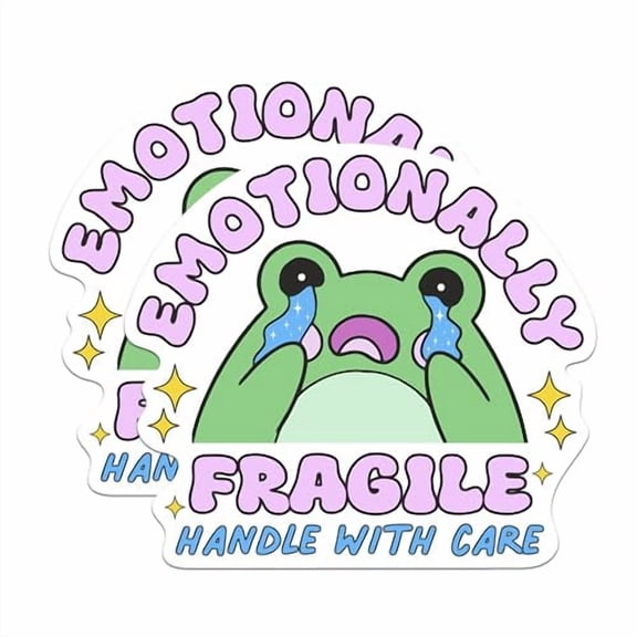 (2 Pack) Emotionally Fragile Handle with Care Magnets - Funny Gen Z Meme - Cute Sensitive Magnet - 5" On Longest Side - Premium Magnet - for Cars, Refrigerators, Toolboxes - Made in USA - MAG1341