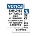 thumbnail image 1 of (2 Pack) Employee Entrance Only No Deliveries OSHA Notice Sign 7 Inch X 10 Inch Plastic Sign, Weather Resistant, UV Protected for Workplace, Business, and Construction Site, Made in the, 1 of 8