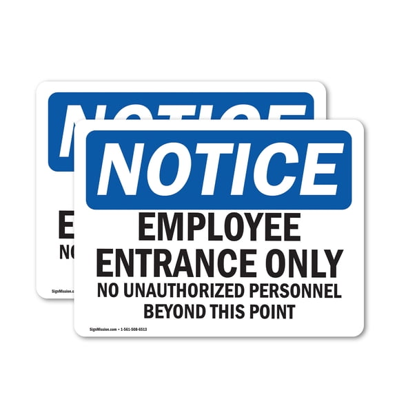 (2 Pack) Employee Entrance Only OSHA Notice Sign 5 Inch X 3.5 Inch Vinyl Label Decal Sticker Weather Resistant, UV Protected for Workplace, Business, and Construction Site, Made in the