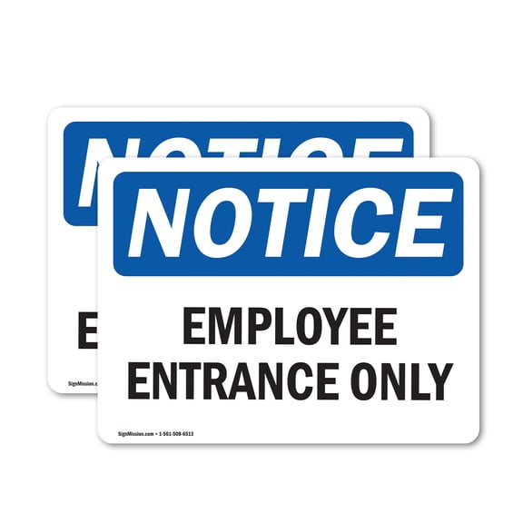 (2 Pack) Employee Entrance Only OSHA Notice Sign 5 Inch X 3.5 Inch Vinyl Label Decal Sticker Weather Resistant, UV Protected for Workplace, Business, and Construction Site, Made in the