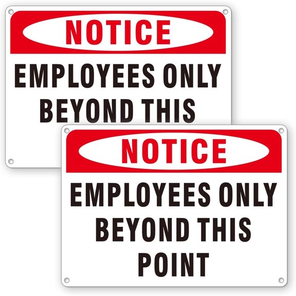 (2 Pack) Employees Only Beyond This Point Signs, Aluminum Staff Only Sign, Employees Only No Unauthorized Entry - Weatherproof Metal Signs with Pre-Drilled Holes - Easy to Install