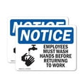 thumbnail image 1 of (2 Pack) Employees Must Wash Hands Before Work OSHA Notice Sign, 1 of 7