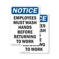 thumbnail image 1 of (2 Pack) Employees Must Wash Hands Before OSHA Notice Sign 7 Inch X 10 Inch Plastic Sign, Weather Resistant, UV Protected for Workplace, Business, and Construction Site, Made in the USA, 1 of 8