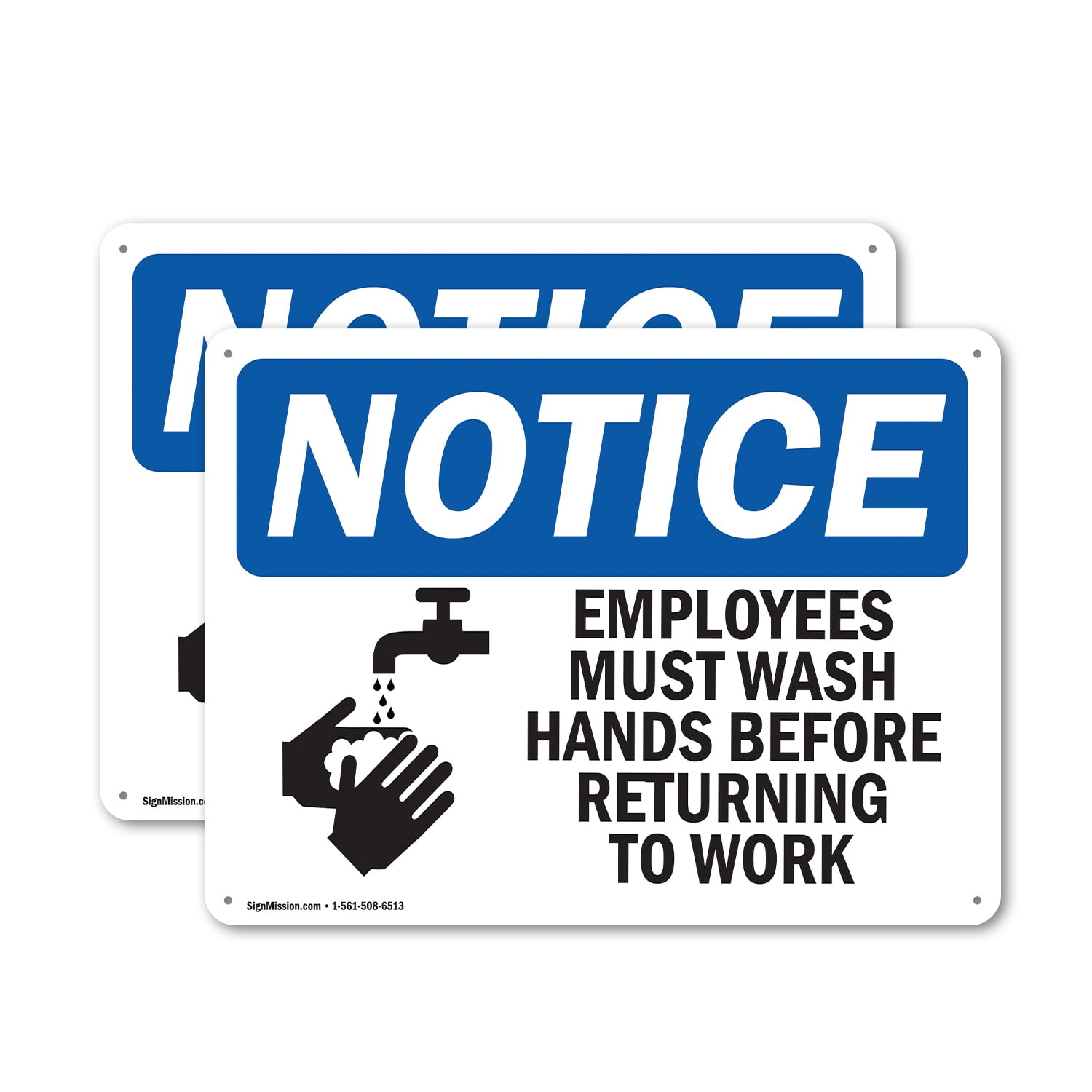 (2 Pack) Employees Must Wash Hands Before Work OSHA Notice Sign 24 Inch ...