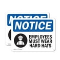 thumbnail image 1 of (2 Pack) Employees Must Wear Hard Hats OSHA Notice Sign 18 Inch X 12 Inch Vinyl Label Decal Sticker Weather Resistant, UV Protected for Workplace, Business, and Construction Site, Made, 1 of 7