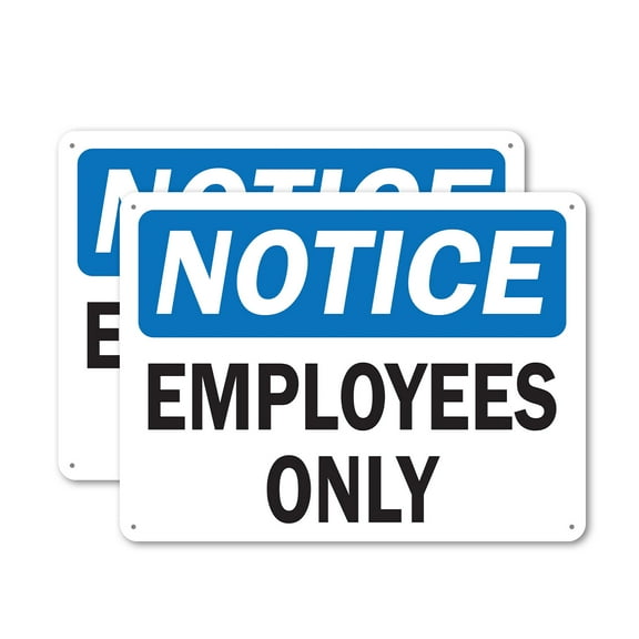 (2 Pack) Employees Only OSHA Notice Sign 14 Inch X 10 Inch Plastic Sign, Weather Resistant, UV Protected for Workplace, Business, and Construction Site, Made in the USA