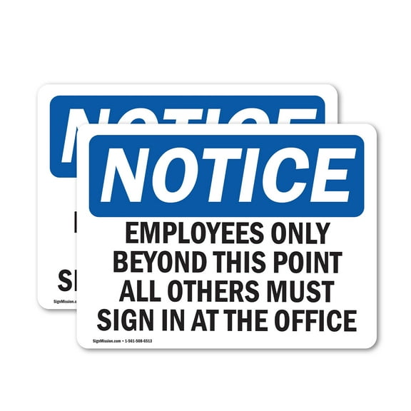 (2 Pack) Employees Only Beyond This Point All Others OSHA Notice Sign